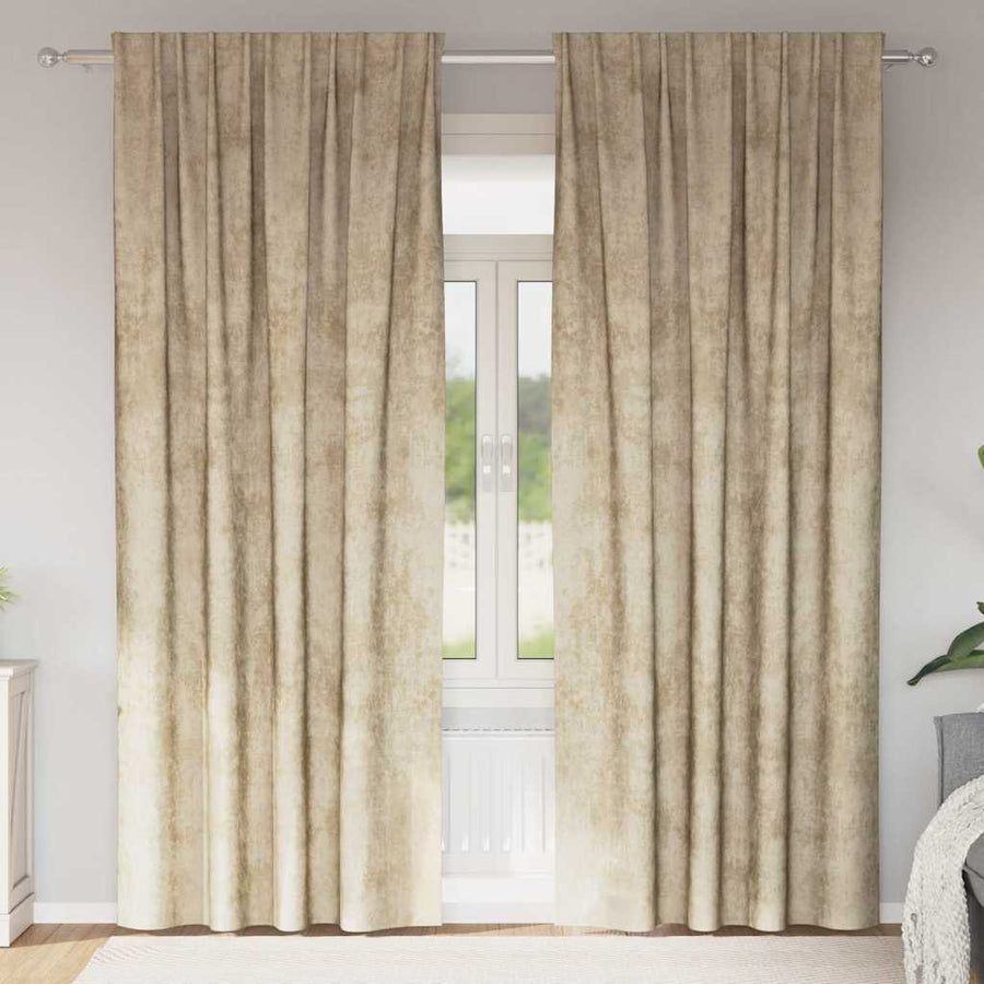 Velvet Gordijnen met gordijnen 2 pcs Crème 245 x 140 cm Fluweel