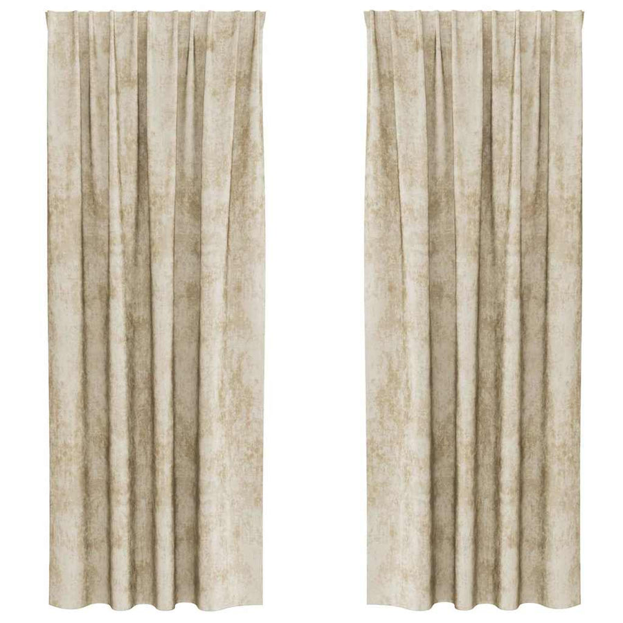 Velvet Gordijnen met gordijnen 2 pcs Crème 245 x 140 cm Fluweel