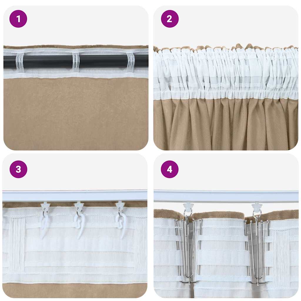 Velvet Gordijnen 2 pcs champagne 140 x 140 cm Fluweel