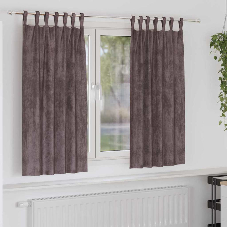 Velvet Gordijnen met gordijnen 2 pcs Bruin 175 x 140 cm Fluweel