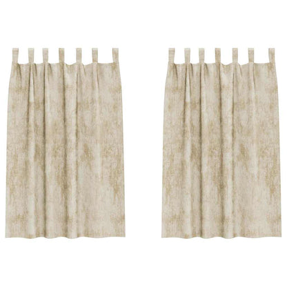 Velvet Gordijnen met gordijnen 2 pcs Crème 175 x 140 cm Fluweel
