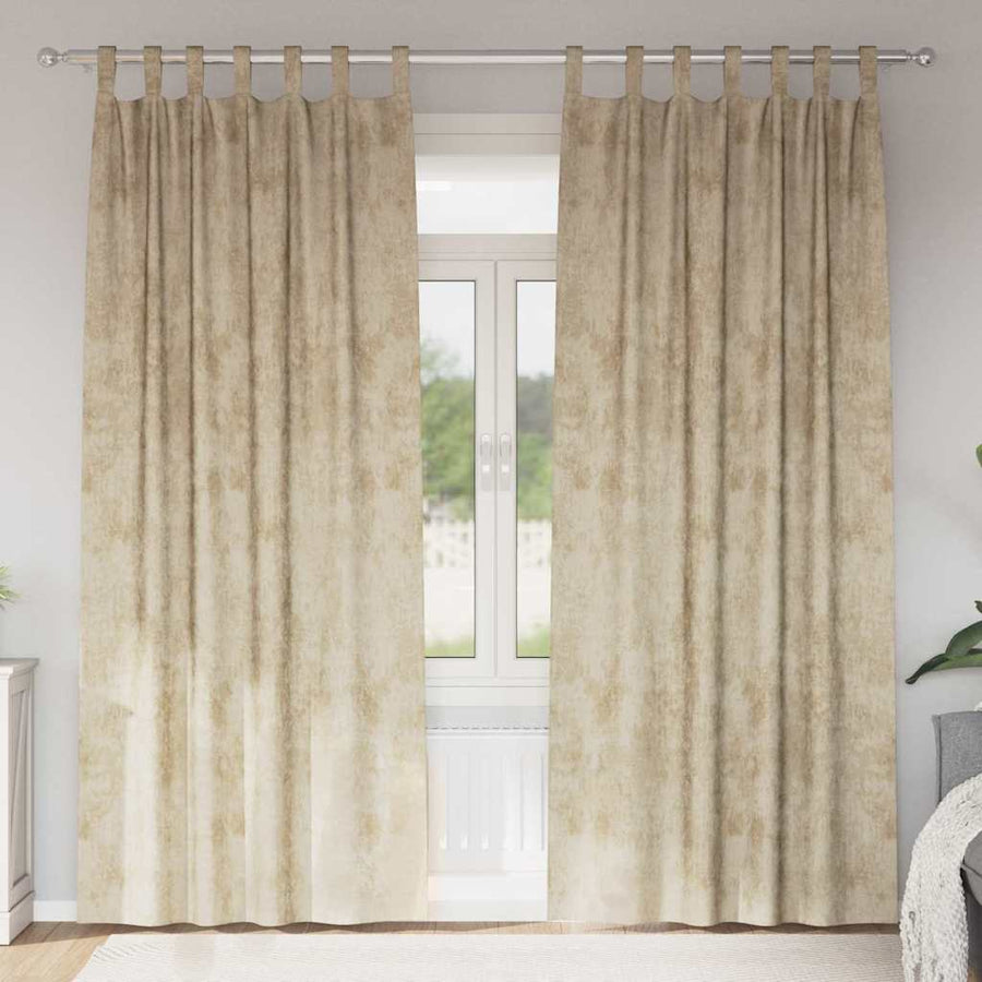 Velvet Gordijnen met gordijnen 2 pcs Crème 245 x 140 cm Fluweel