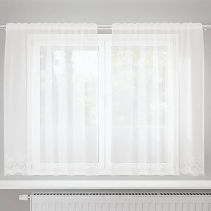 Kantgordijn met gordijnen Wit 150 x 160 cm Polyester