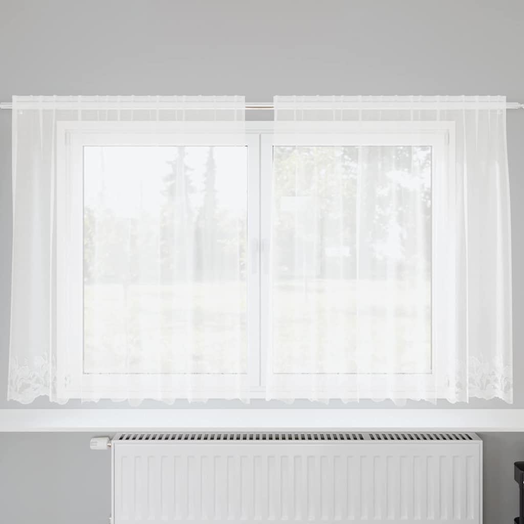 Gordijnen met gordijnen Bloemen Wit 200 x 140 cm Polyester