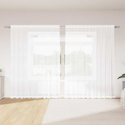 Gordijnen met gordijnen Bloemen Wit 300 x 240 cm Polyester