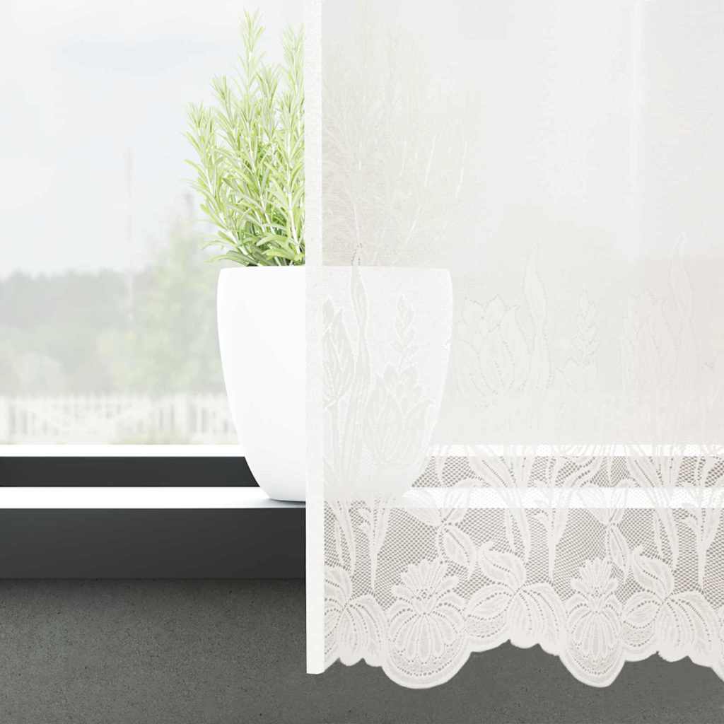 Kantgordijn met gordijnen Wit 900 x 240 cm Polyester