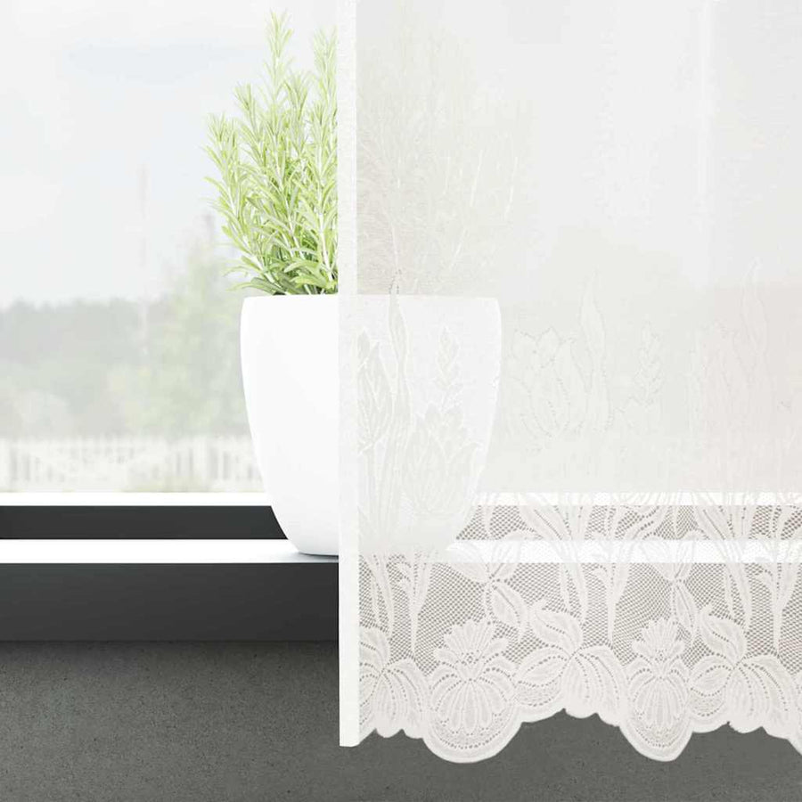 Kantgordijn met gordijnen Wit 900 x 240 cm Polyester