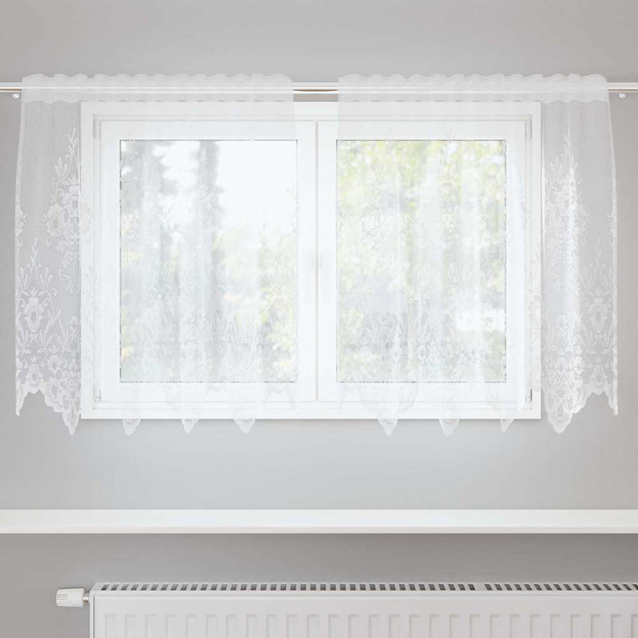 Gordijnen met gordijnen Bloemen Wit 150 x 100 cm Polyester