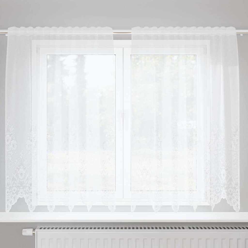 Gordijnen met gordijnen Bloemen Wit 150 x 140 cm Polyester