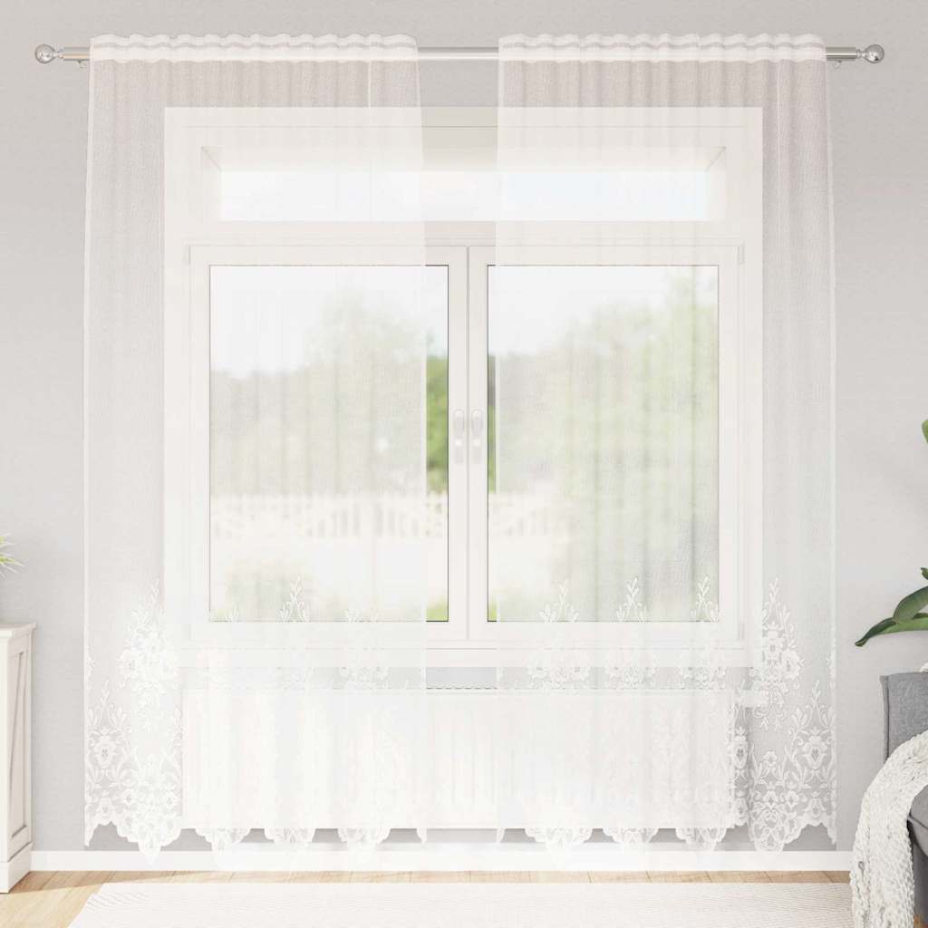 Gordijnen met gordijnen Bloemen Wit 150 x 240 cm Polyester