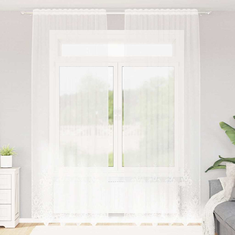 Gordijnen met gordijnen Wit 150 x 300 cm Polyester