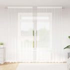 Lace curtain with drapes Flowers White 280 x 200 cm Polyester