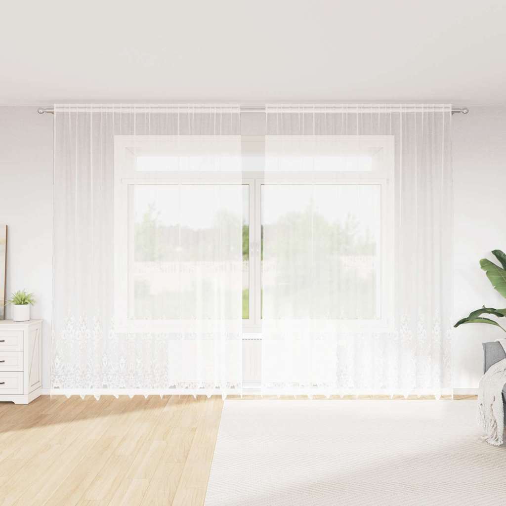 Gordijnen met gordijnen Bloemen Wit 300 x 300 cm Polyester
