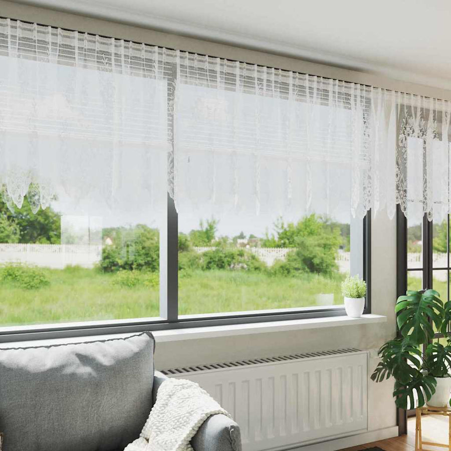Gordijnen met gordijnen Bloemen Wit 600 x 120 cm Polyester