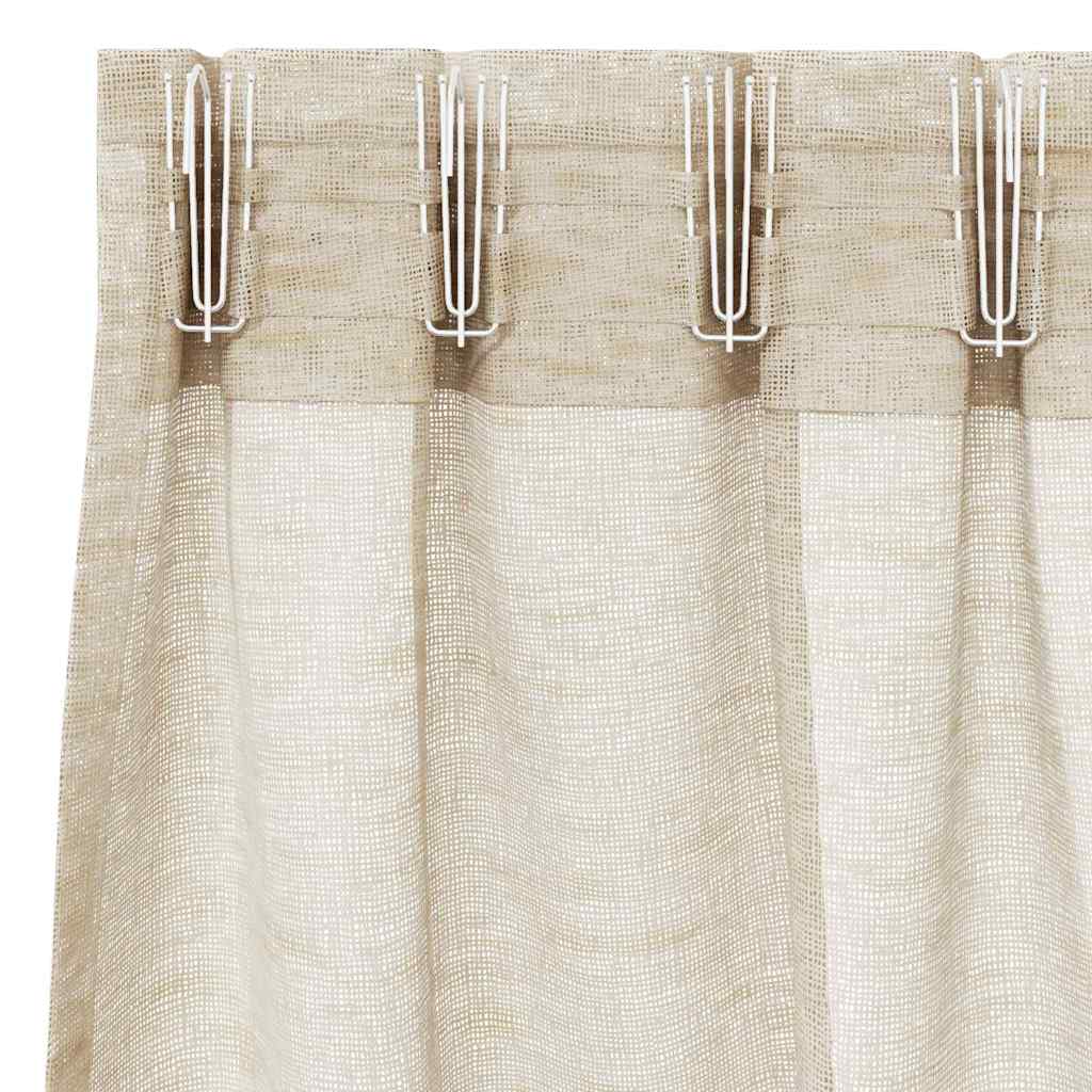 Voile Gordijn met gordijnen 2 pcs Zand 260 x 140 cm Polyester