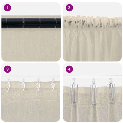 Voile Gordijn met gordijnen 2 pcs Zand 260 x 140 cm Polyester