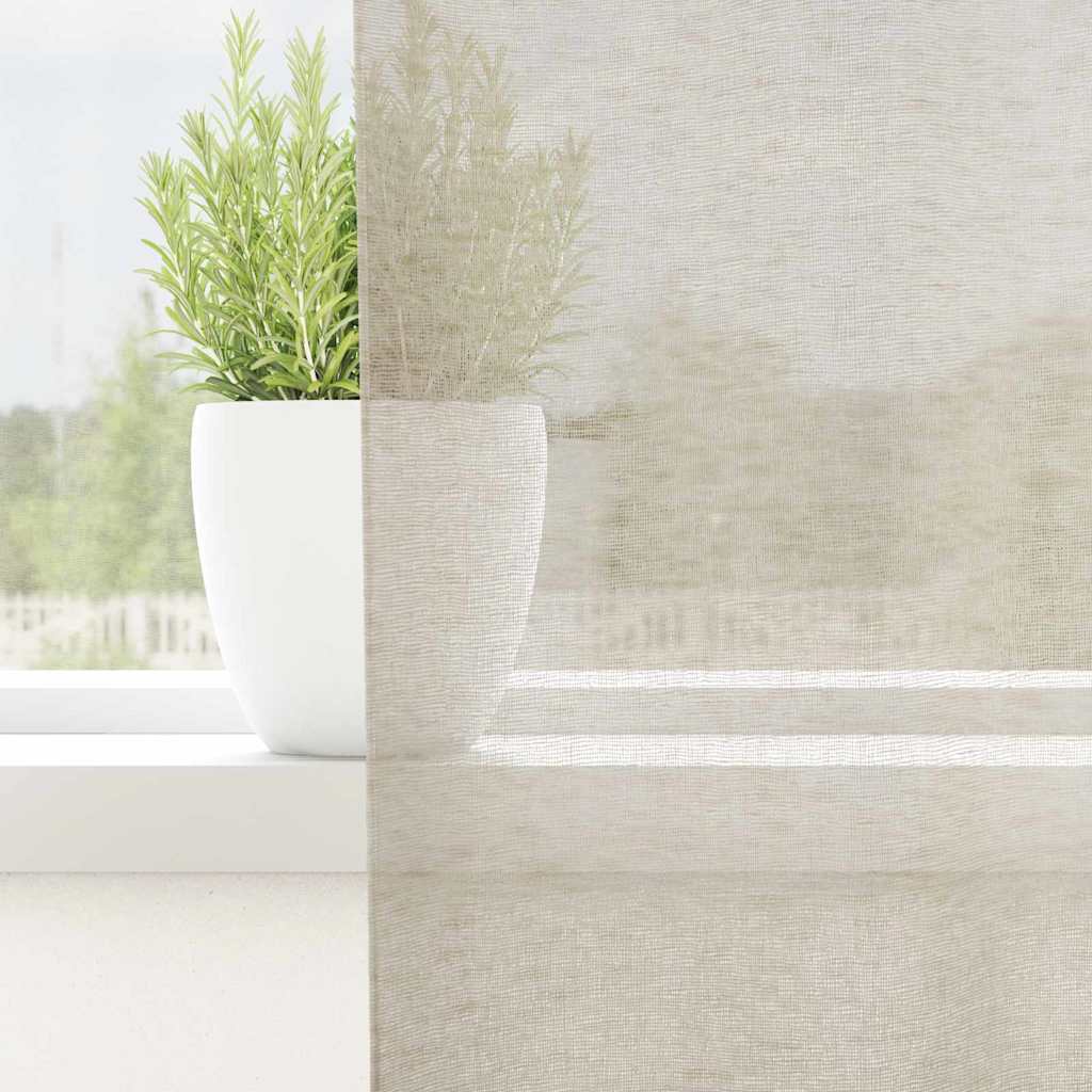 Voile Gordijn met gordijnen 2 pcs Zand 260 x 140 cm Polyester