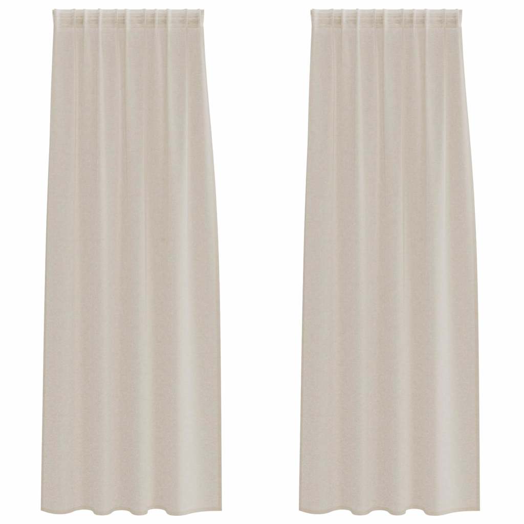 Voile Gordijn met gordijnen 2 pcs Zand 260 x 140 cm Polyester