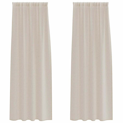 Voile Gordijn met gordijnen 2 pcs Zand 260 x 140 cm Polyester
