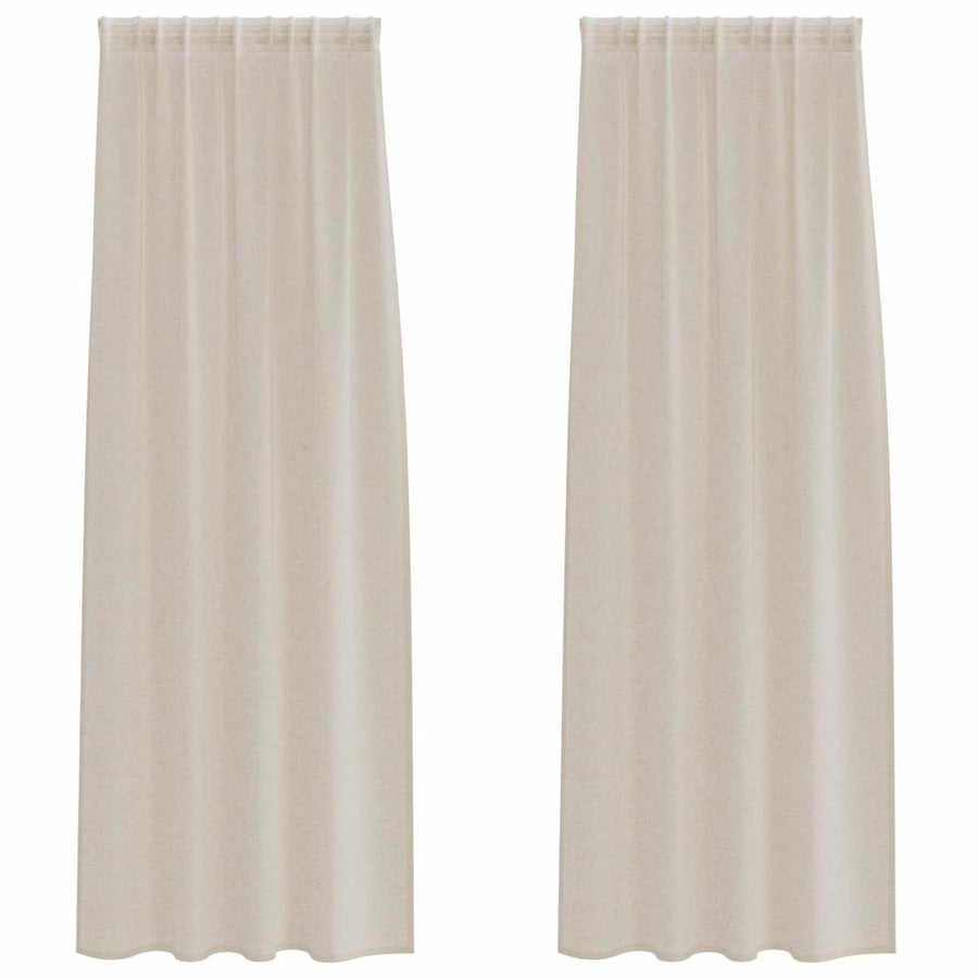 Voile Gordijn met gordijnen 2 pcs Zand 260 x 140 cm Polyester
