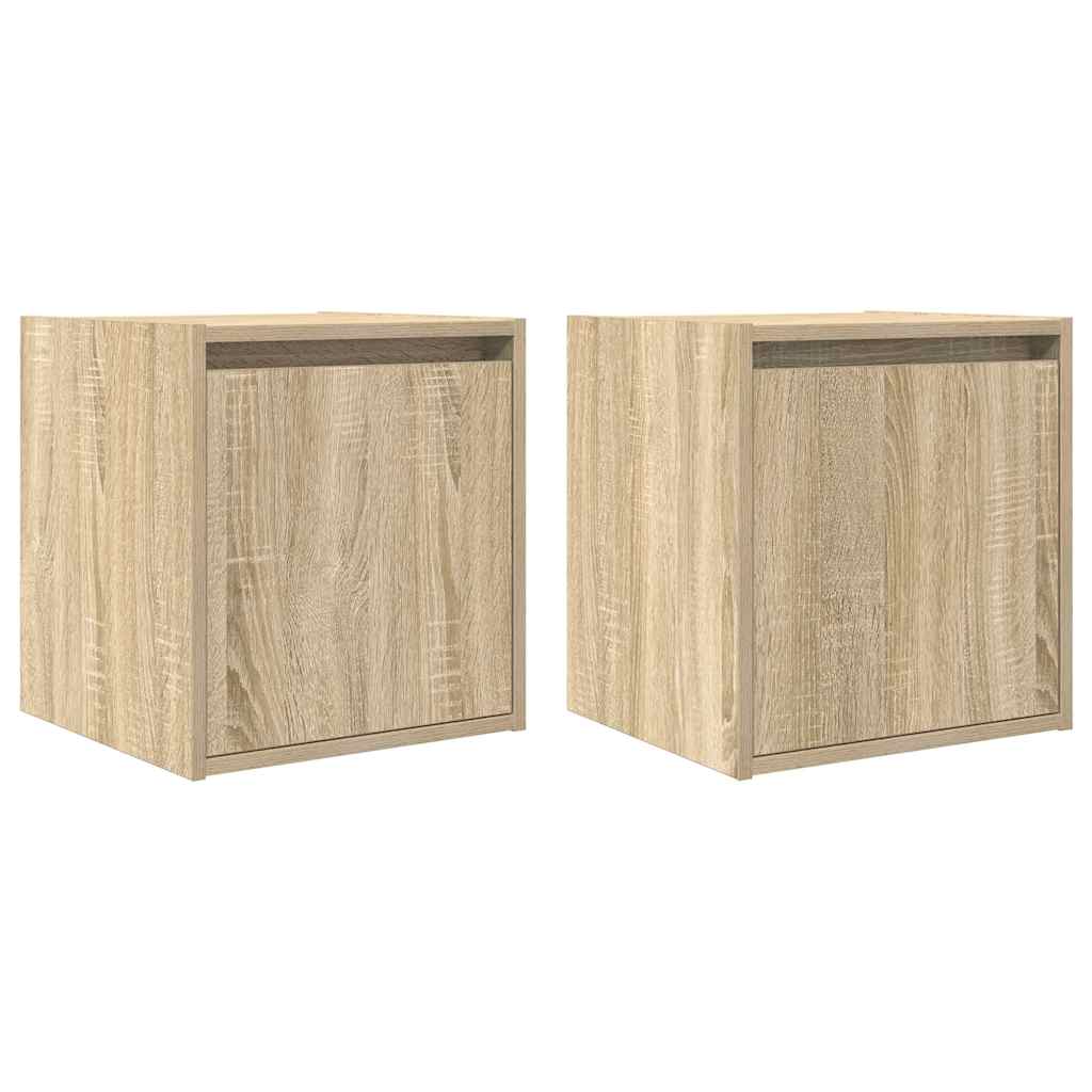 Nachtkastjes 2 st wandgemonteerd 38x34x40 cm sonoma eikenkleur