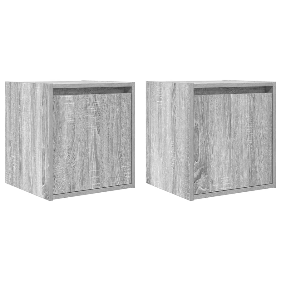 Nachtkastjes 2 st wandgemonteerd 38x34x40 cm grijs sonoma eiken