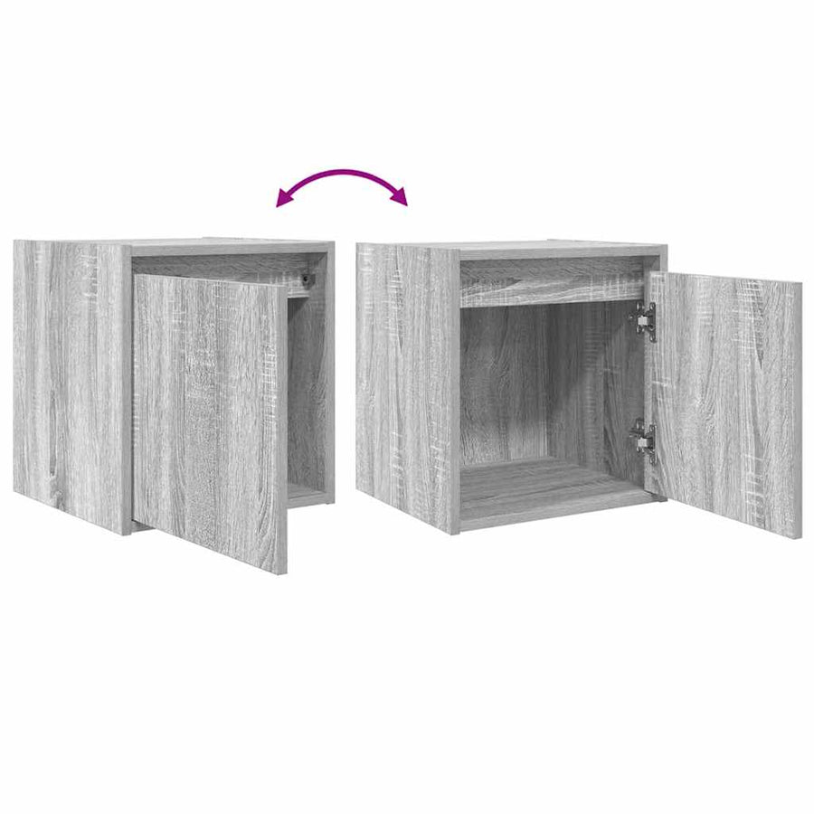 Nachtkastjes 2 st wandgemonteerd 38x34x40 cm grijs sonoma eiken
