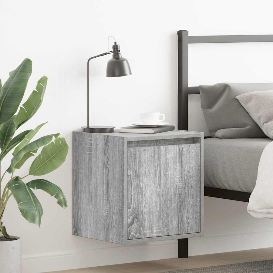 Nachtkastjes 2 st wandgemonteerd 38x34x40 cm grijs sonoma eiken
