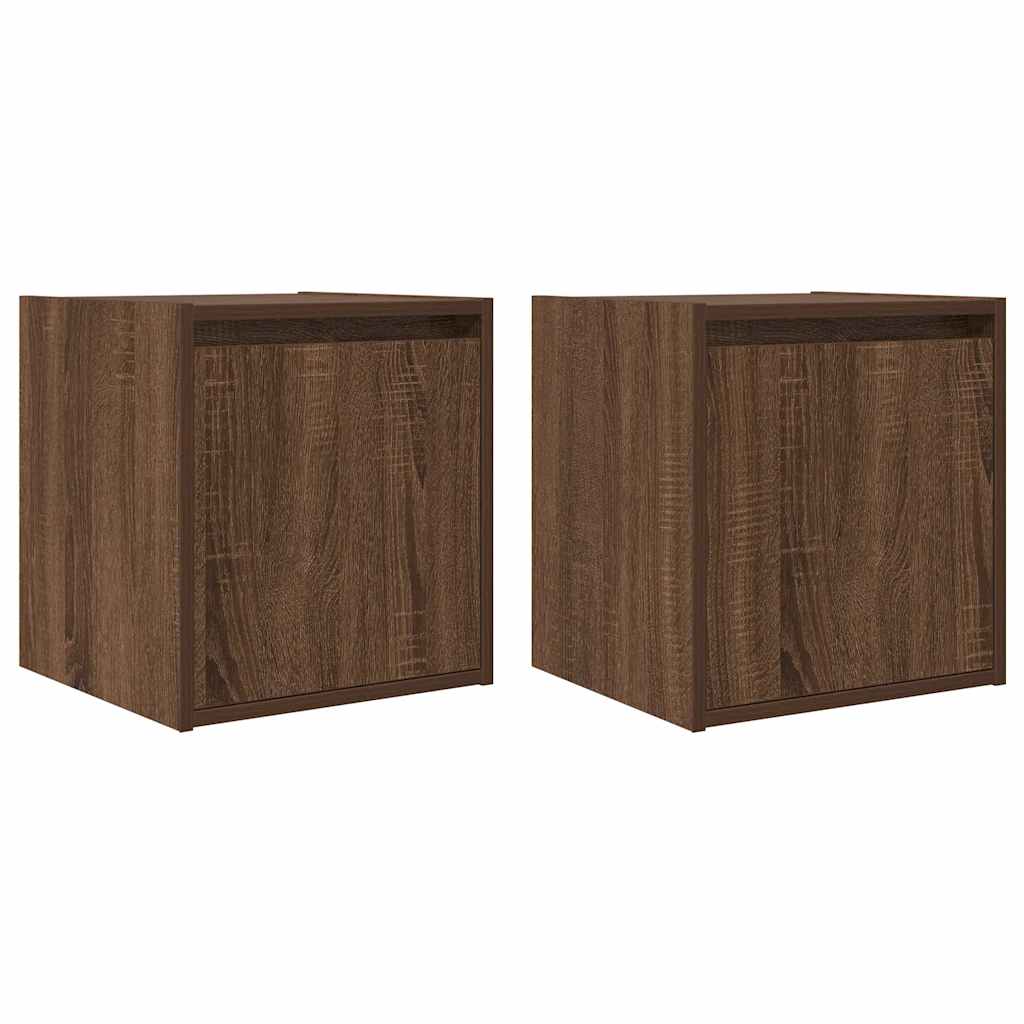 Nachtkastjes 2 st wandgemonteerd 38x34x40 cm bruin eikenkleur
