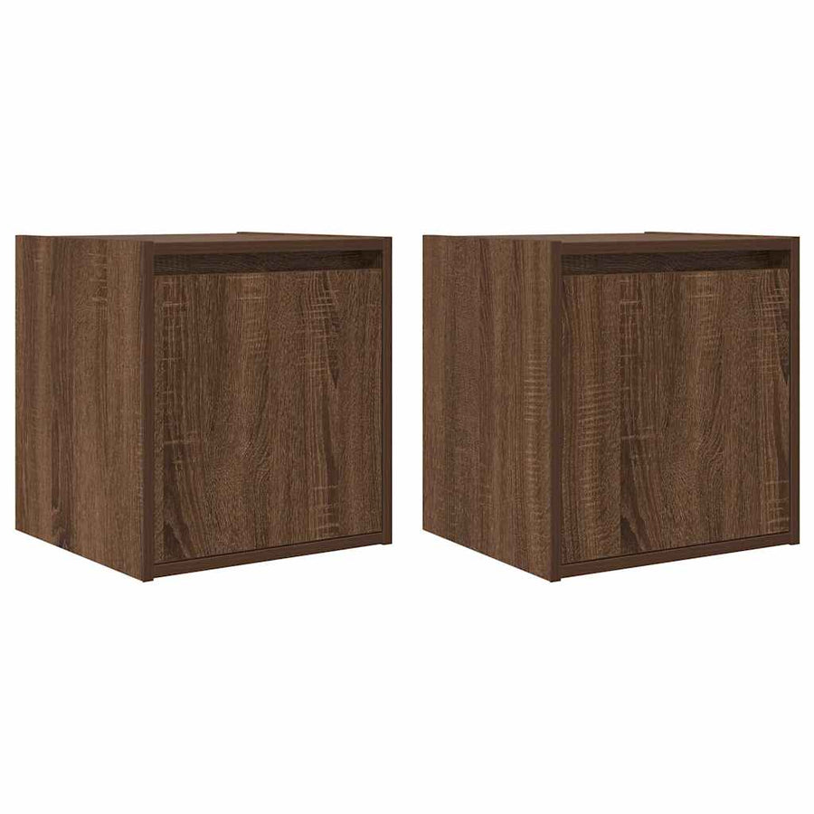 Nachtkastjes 2 st wandgemonteerd 38x34x40 cm bruin eikenkleur