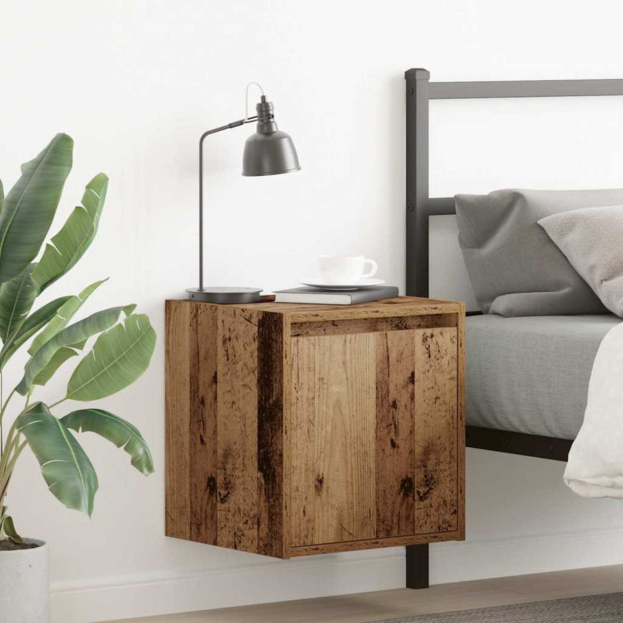 Nachtkastje wandgemonteerd 38x34x40 cm oud houtkleurig