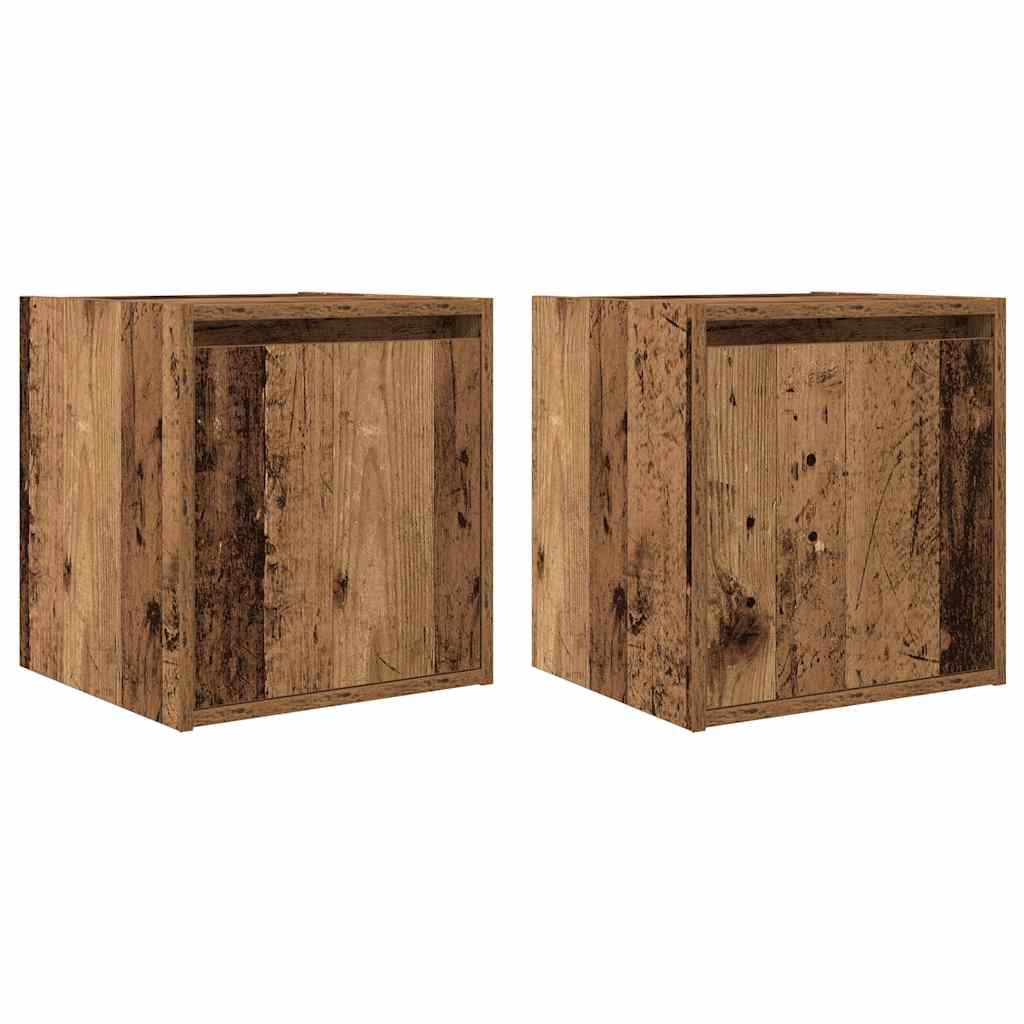 Nachtkastjes wandgemonteerd 2 st 38x34x40 cm oud houtkleurig