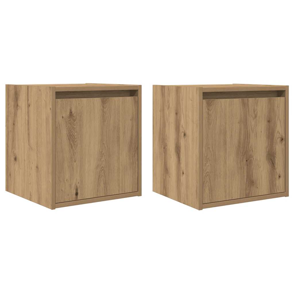 Nachtkastjes 2 st wandgemonteerd 38x34x40 cm artisanaal eiken