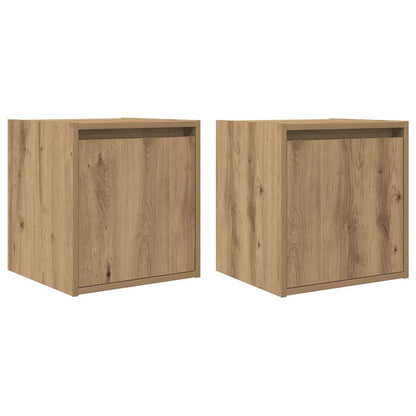 Nachtkastjes 2 st wandgemonteerd 38x34x40 cm artisanaal eiken