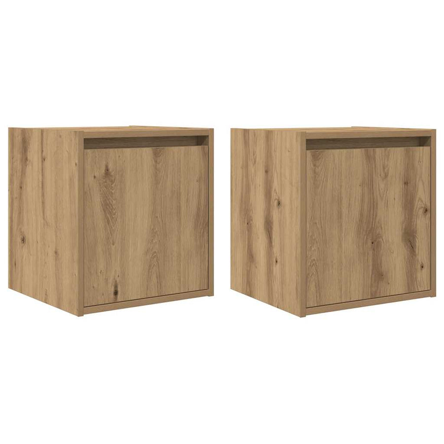 Nachtkastjes 2 st wandgemonteerd 38x34x40 cm artisanaal eiken
