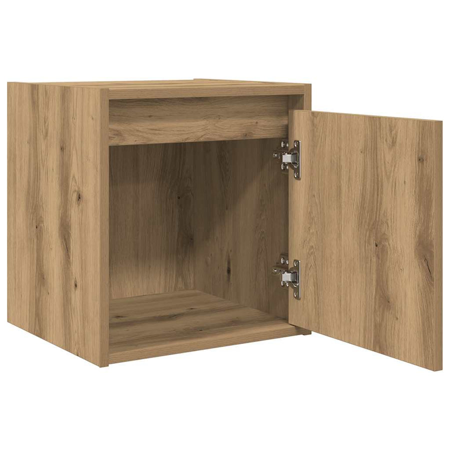 Nachtkastjes 2 st wandgemonteerd 38x34x40 cm artisanaal eiken