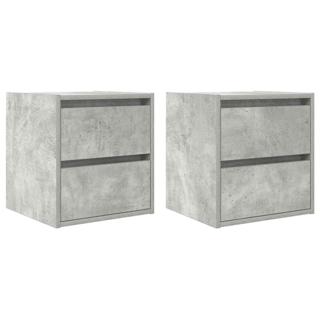 Nachtkastjes 2 st wandgemonteerd 38x34x40 cm betongrijs