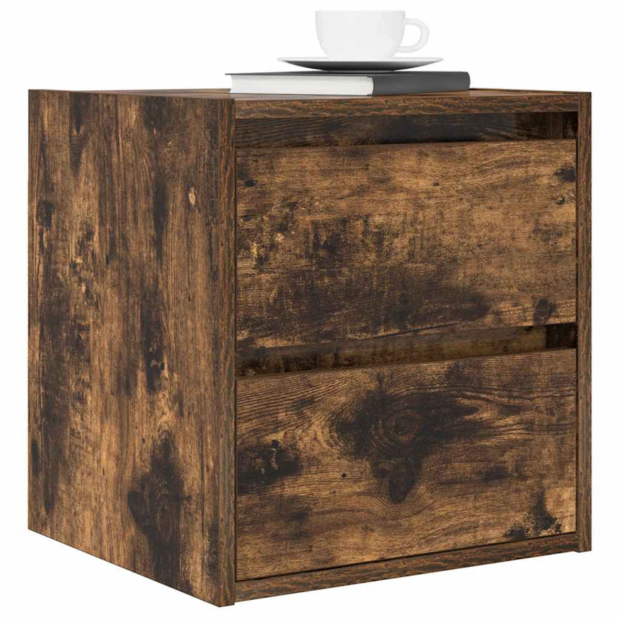 Nachtkastjes 2 st wandgemonteerd 38x34x40 cm gerookt eikenkleur