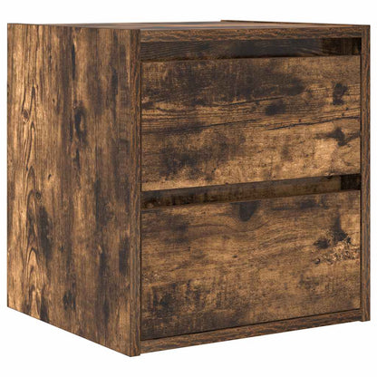 Nachtkastjes 2 st wandgemonteerd 38x34x40 cm gerookt eikenkleur