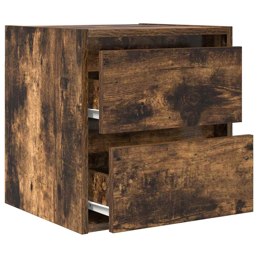 Nachtkastjes 2 st wandgemonteerd 38x34x40 cm gerookt eikenkleur