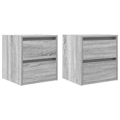 Nachtkastjes 2 st wandgemonteerd 38x34x40 cm grijs sonoma eiken
