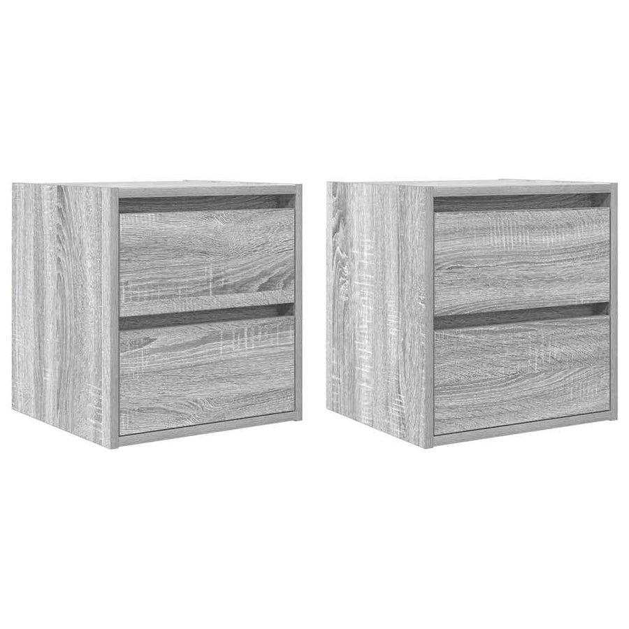 Nachtkastjes 2 st wandgemonteerd 38x34x40 cm grijs sonoma eiken
