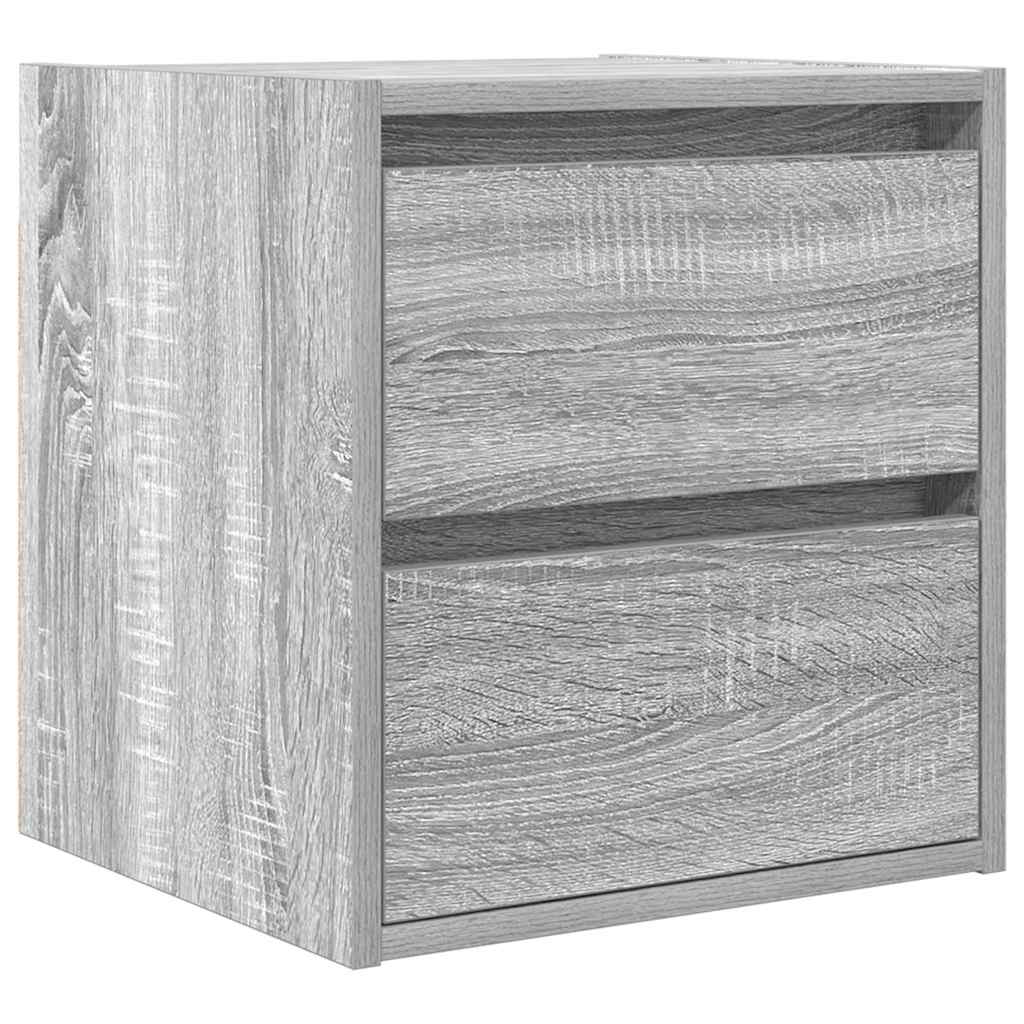 Nachtkastjes 2 st wandgemonteerd 38x34x40 cm grijs sonoma eiken