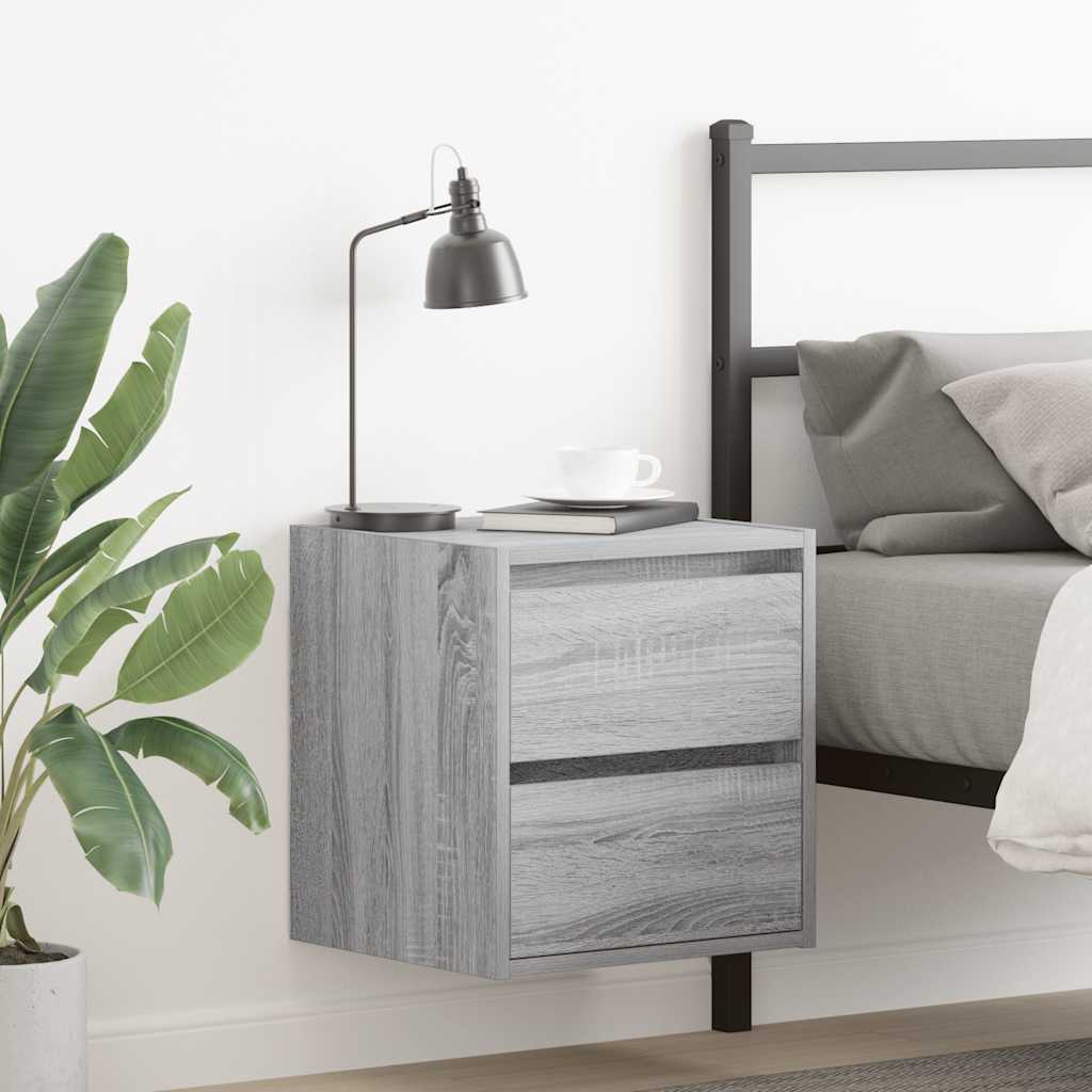Nachtkastjes 2 st wandgemonteerd 38x34x40 cm grijs sonoma eiken