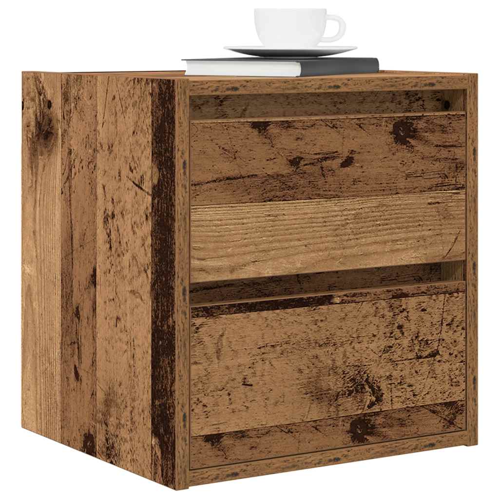 Nachtkastje wandgemonteerd 38x34x40 cm oud houtkleurig