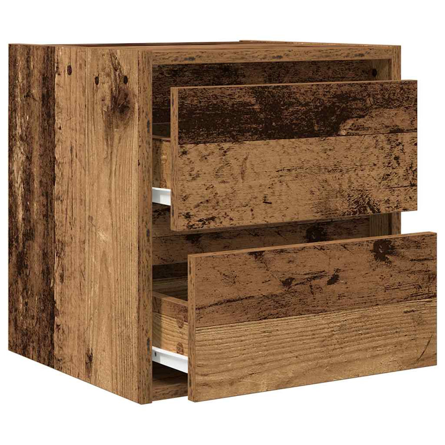 Nachtkastje wandgemonteerd 38x34x40 cm oud houtkleurig