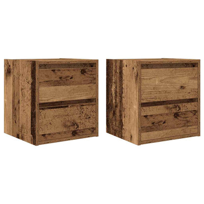 Nachtkastjes wandgemonteerd 2 st 38x34x40 cm oud houtkleurig