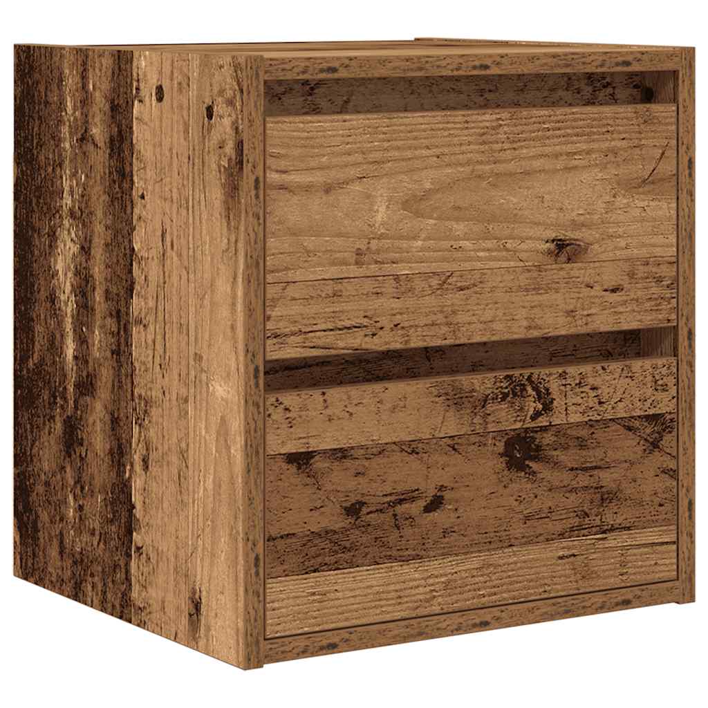 Nachtkastjes wandgemonteerd 2 st 38x34x40 cm oud houtkleurig