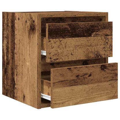 Nachtkastjes wandgemonteerd 2 st 38x34x40 cm oud houtkleurig
