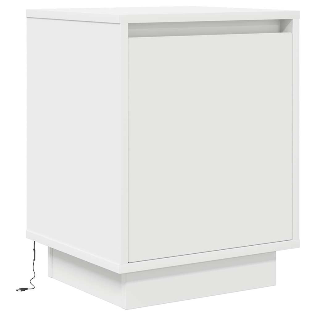 Nachtkastje met LED-verlichting 38x34x50 cm wit